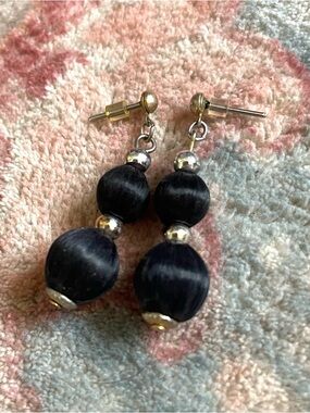 Elegant Black and Silver Beaded Earrings
